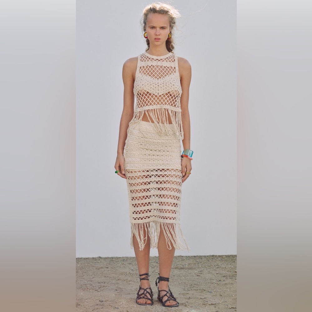 Zara Cream Crochet Tank Top - Picture 2 of 12